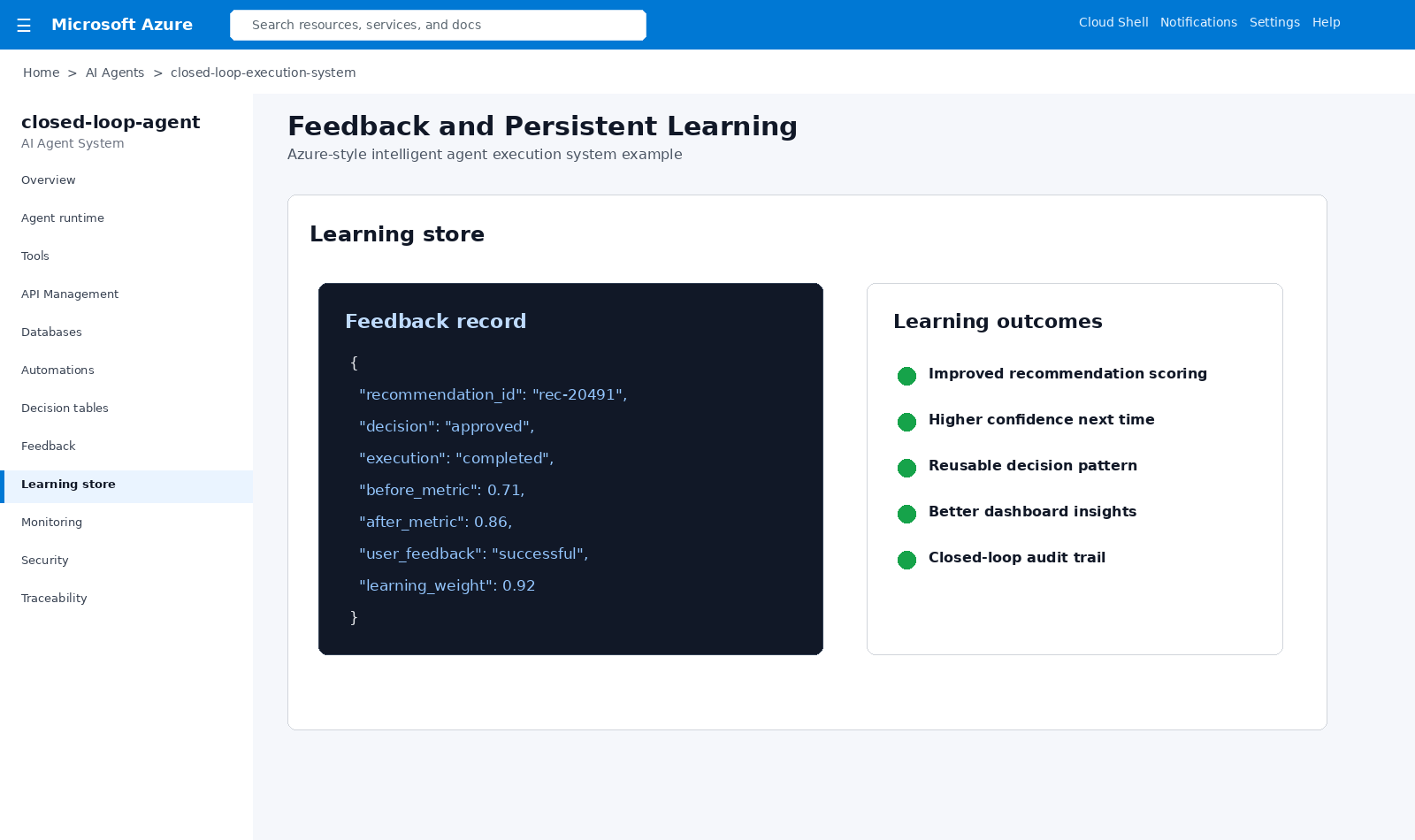AI feedback and persistent learning