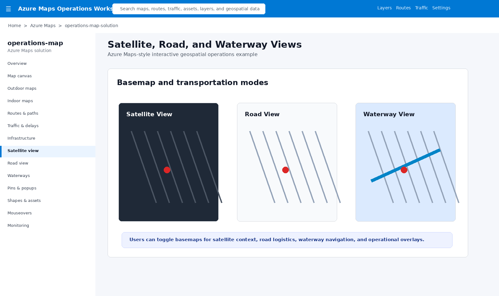 Azure Maps satellite road waterway