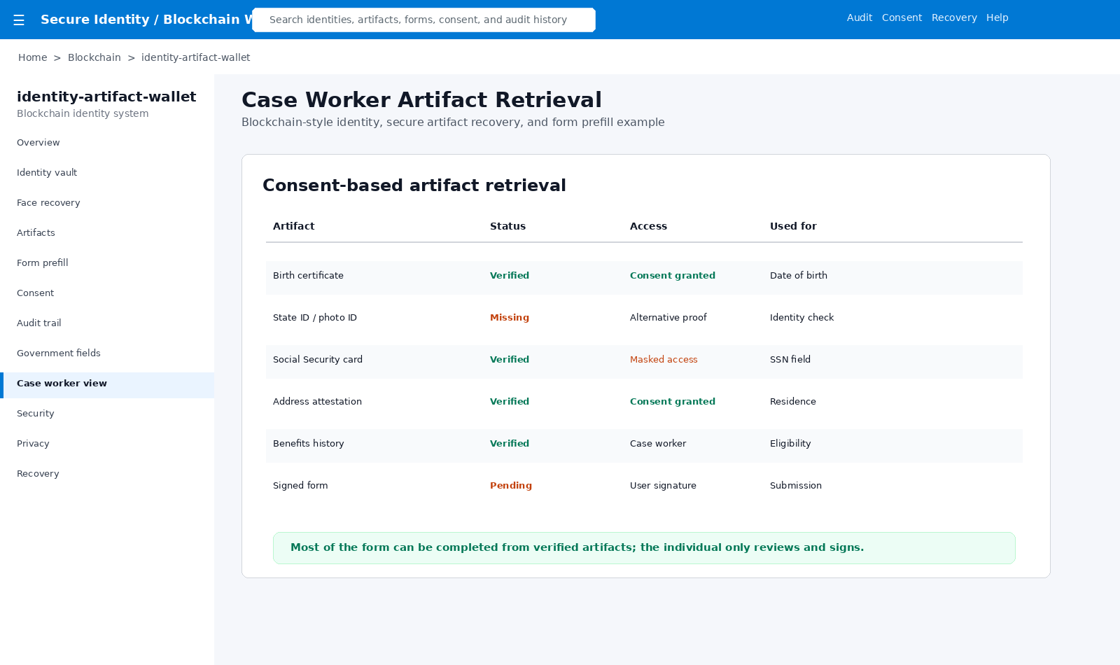 Case worker artifact retrieval