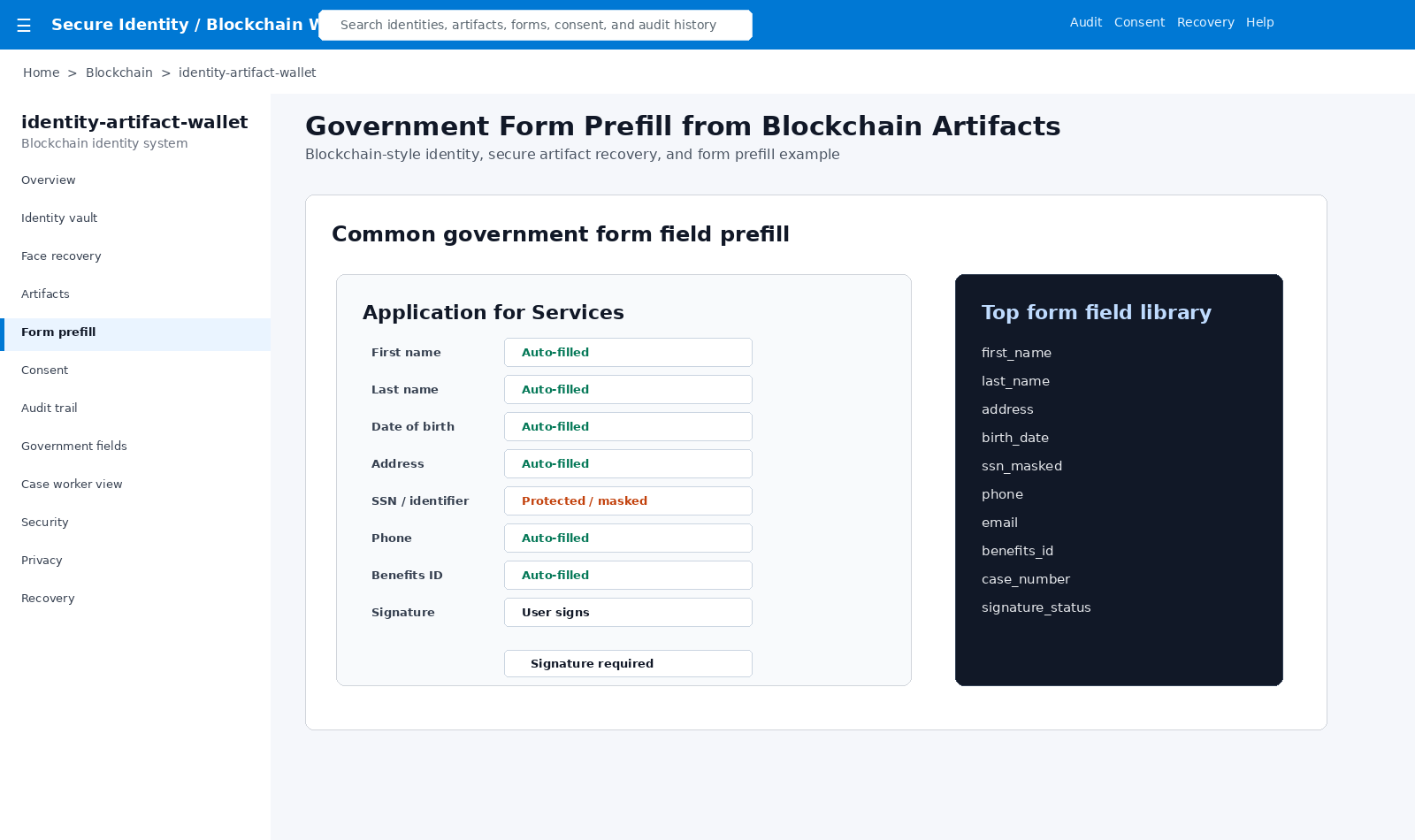 Government form prefill