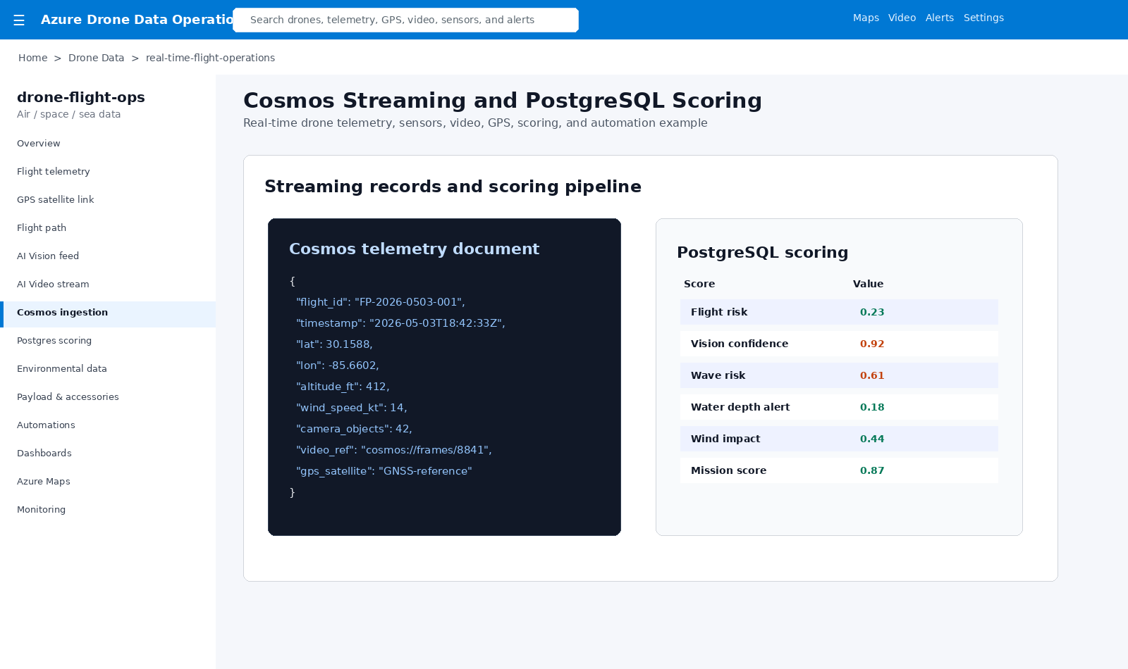 Drone Cosmos and PostgreSQL scoring