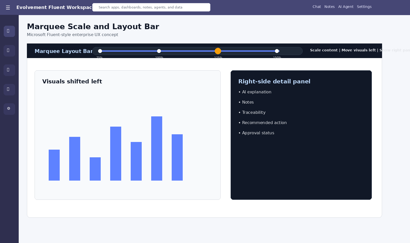 Fluent UI marquee scale layout bar