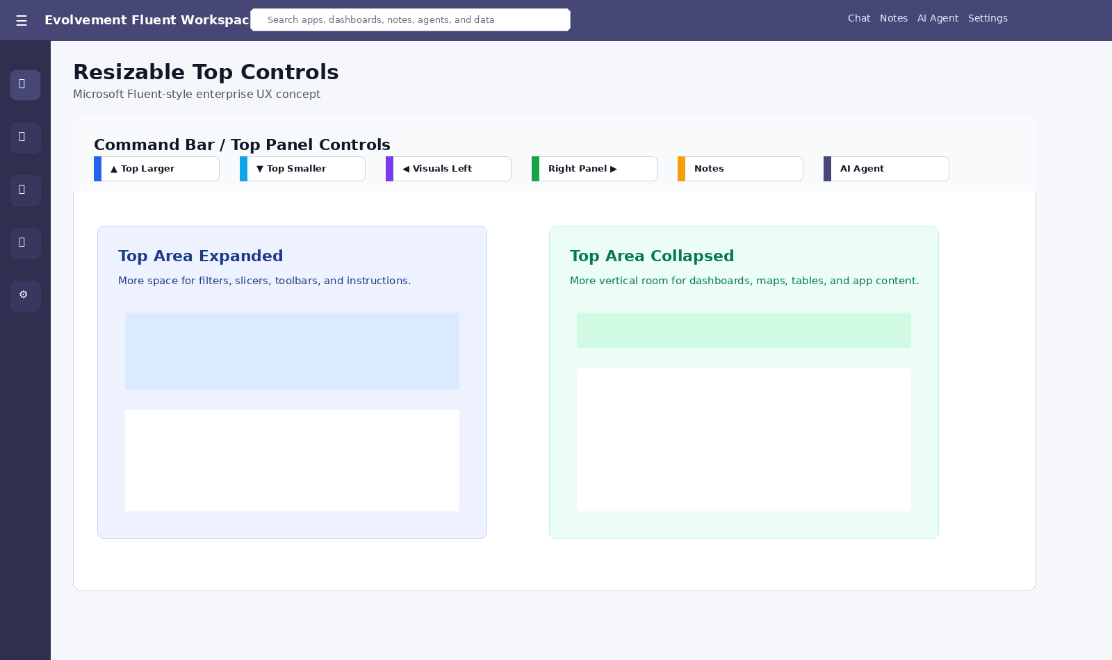 Fluent UI top resize controls