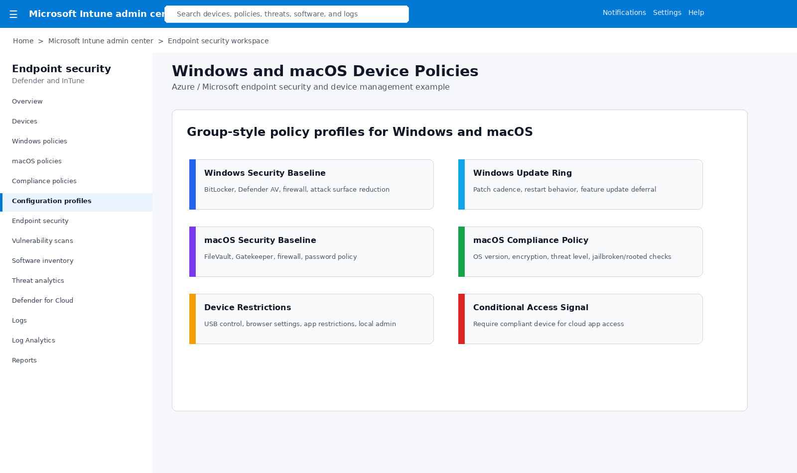 InTune Windows macOS policies