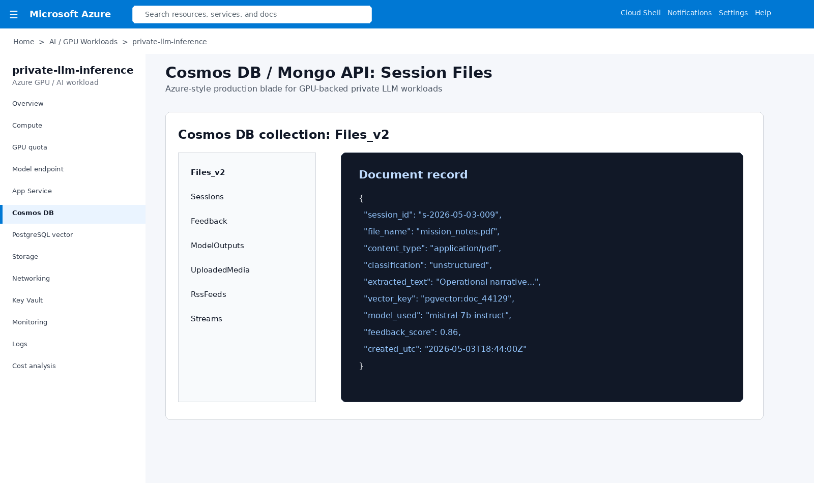 Cosmos DB session files