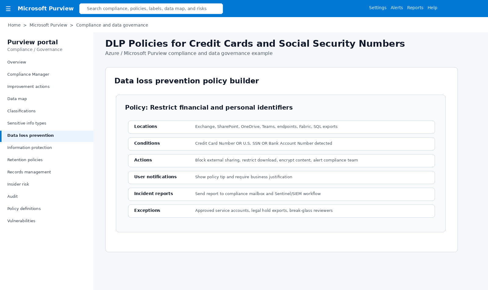 Purview DLP policy builder